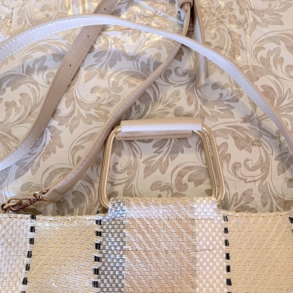 Crossbody Handbag or Tote Multicolor & Metal Handle Removable Strap Gorgeous - Picture 3 of 8